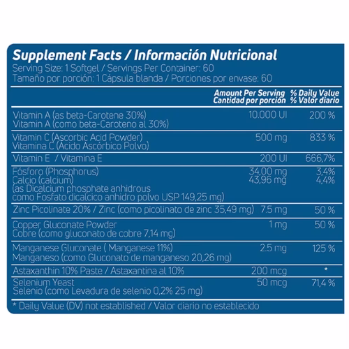 Informacion nutricional Tornare NutriVita 60 softgels