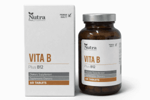 NUTRA Vita B Plus B12 Nutra 60 tabletas, suplemento dietario de complejo B para energía y sistema nervioso.