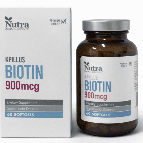 NUTRA Kpillus Biotin 900 mcg x60 cápsulas suplemento de biotina para fortalecer cabello y uñas