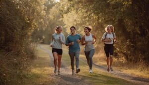 Personas corriendo al aire libre mostrando bienestar y alivio del dolor muscular con un estilo de vida activo