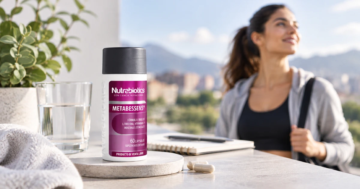 Metabessens de Nutrabiotics junto a elementos de bienestar y vida activa