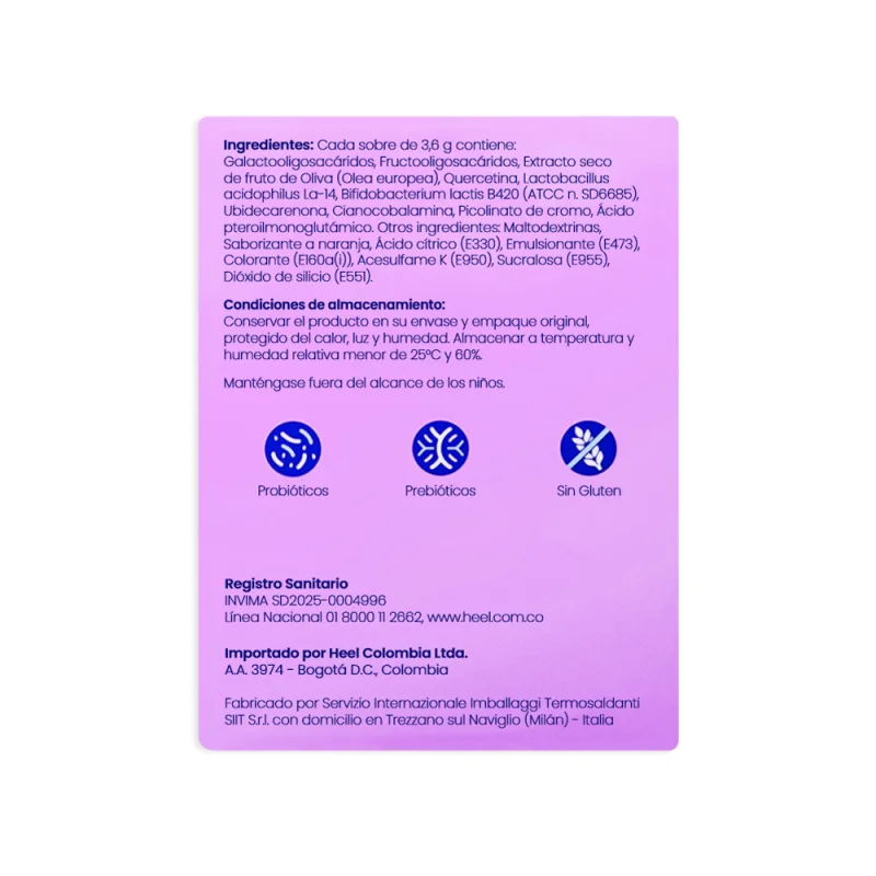 Ingredientes y registro sanitario de Meta-Balance Heel 28 sobres